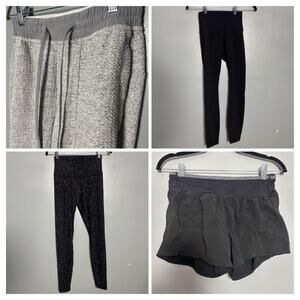 Lululemon Women’s Bundle Lot Leggings Shorts Small XS Size 2 4 Sweats Grey Black